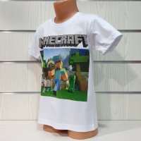 Нова бяла детска тениска с дигитален печат MINECRAFT (Майнкрафт), снимка 5 - Детски тениски и потници - 32607577
