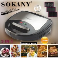 SOKANY Грил гофретник и тостер 3 в 1, снимка 4 - Гофретници - 38723268