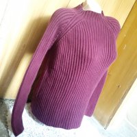 Винено червена бордо дебела вълнена блуза Л, снимка 2 - Блузи с дълъг ръкав и пуловери - 35052630