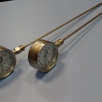 биметален термометър Wika thermometer ф100mm, 0/+100°C, -10/+150°C, L-400-500mm, снимка 1 - Резервни части за машини - 37104512
