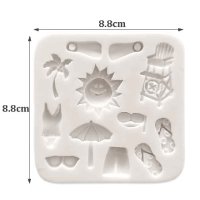 На море слънце палма плавници чадър очила силиконов молд форма фондан торта украса , снимка 1 - Форми - 27971910
