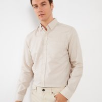 Мъжка риза в цвят беж размер 4XL, снимка 1 - Ризи - 43121948