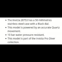 Invicta Pro Diver 28753 Men's Quartz Watch - 50mm, снимка 9 - Мъжки - 38235830
