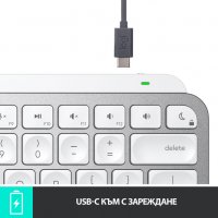 Безжична клавиатура Logitech MX Keys Mini For MAC 920-010526, Bluetooth, US, PALE GREY, снимка 5 - Клавиатури и мишки - 38322735