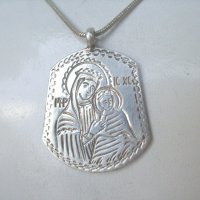 Прекрасен Сребърен Старинен Медальон-ПАНАГИЯ, снимка 1 - Колиета, медальони, синджири - 26534848