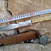 Стар Нож с Дървена Кания и Седефена Дръжка, снимка 2 - Антикварни и старинни предмети - 43236959