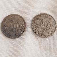Монета 20 хелера 1894,1895г. в добро състояние.Изпращам по Еконт., снимка 2 - Нумизматика и бонистика - 36385925