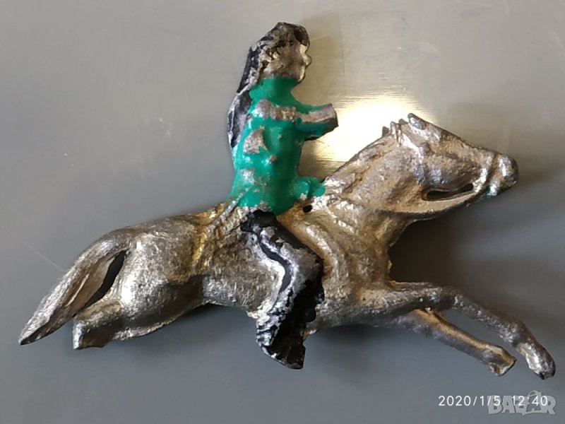 Антикварна Играчка Стар метален ездач, снимка 1