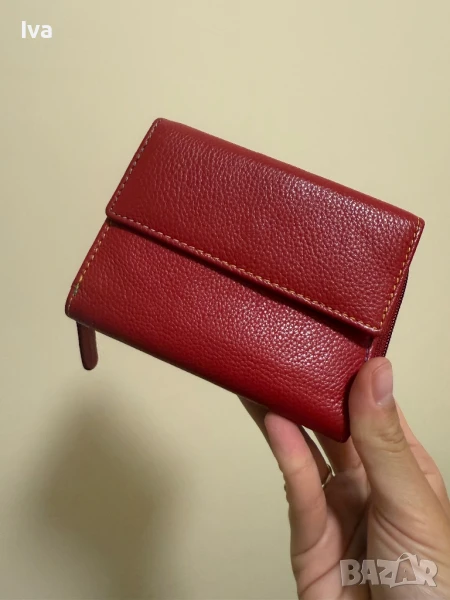 Червено портмоне естествена кожа, снимка 1