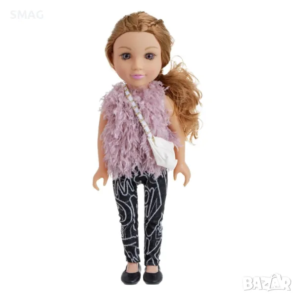 Модна кукла момиче с кожено палто и чанта - 45 см S_1245430, снимка 1