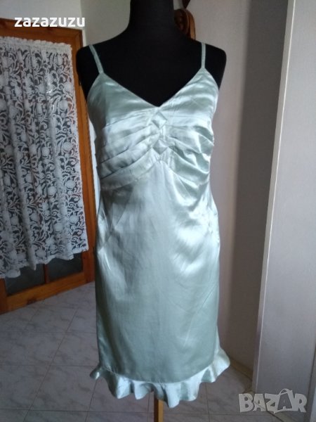 ЕСТЕСТВЕНА КОПРИНА дамска рокля с презрамки в бледозелен цвят, снимка 1