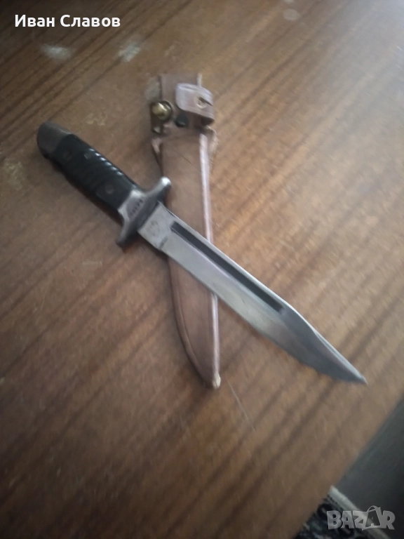 Нож на дневалния с кожена кания. , снимка 1