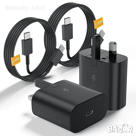 AAZV 25W Щепсел и кабел за бързо зареждане, USB-C, снимка 1