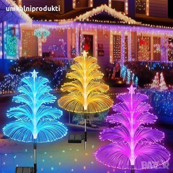 Соларна коледна елхичка 70см с LED 7 ЦВЯТА , снимка 1