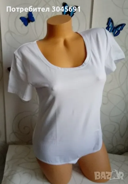 Ново бяло боди, къс ръкав, деколте, бикина,M, 3XL и 4XL, снимка 1