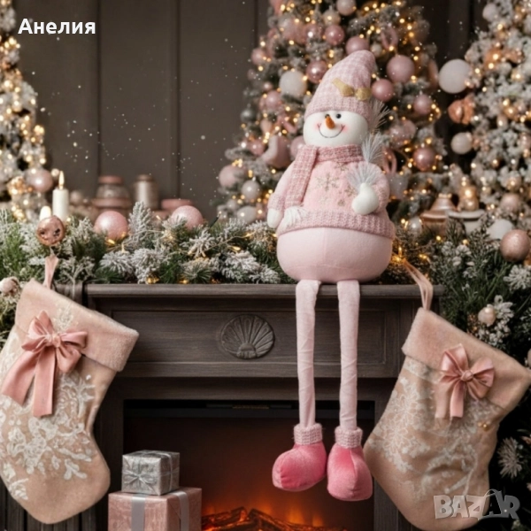 Декоративен коледен снежен човек с дълги крака -80 см, снимка 1