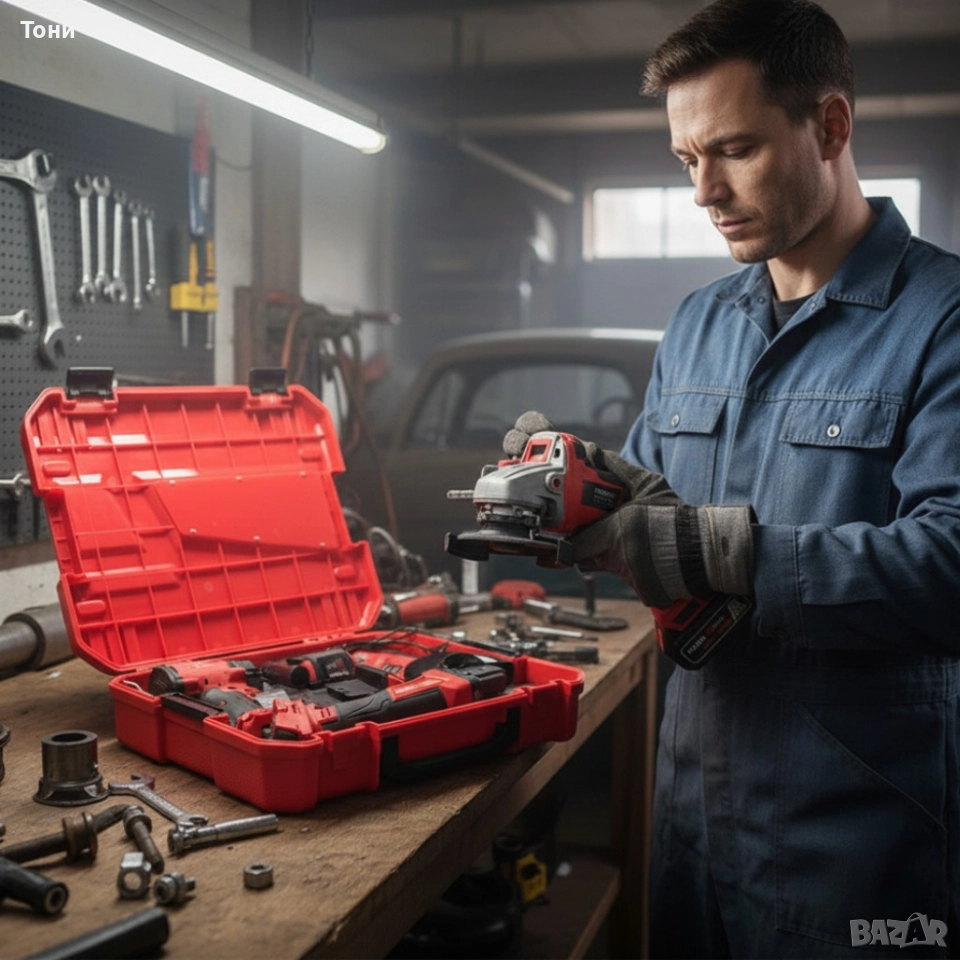 Комплект 2 в 1 KraftRoyal Red Mx Fuel 36V – ъглошлайф + гайковерт, 2x 8Ah батерии , снимка 1