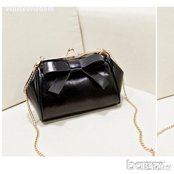  Черна чанта с панделка , снимка 1