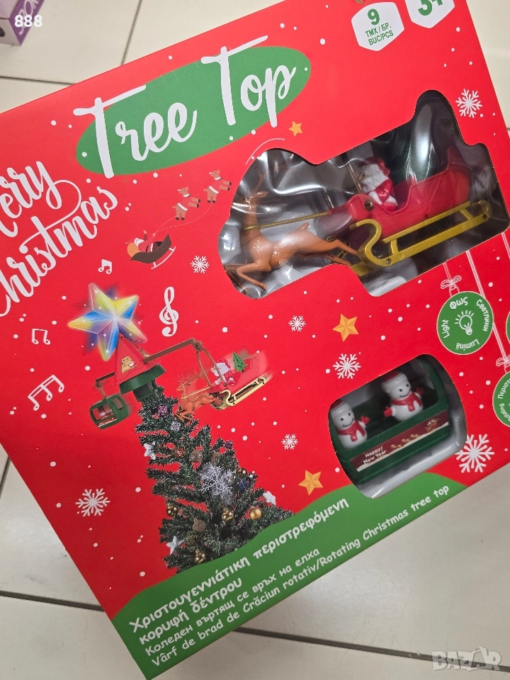 въртяща се играчка за елха с дядо коледа на шейна, снимка 1