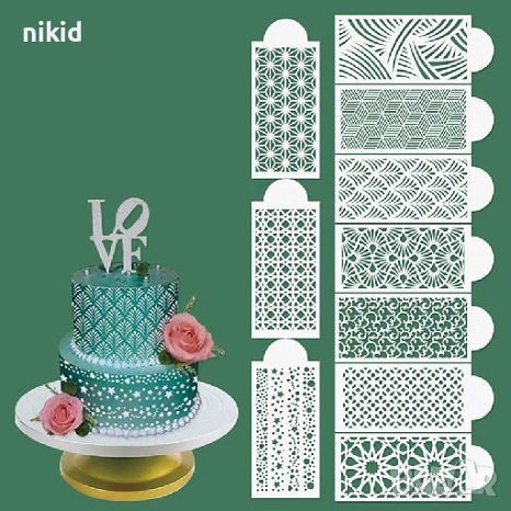 10 вида стенсил шаблон за спрей торта украса декорация Scrapbooking, снимка 1