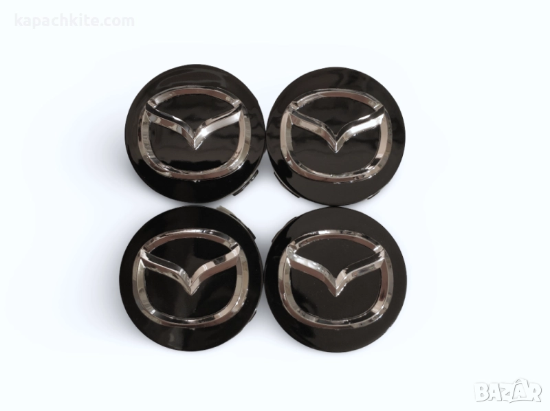 Капачки за джанти за Мазда 3/6/CX-3/CX-5 - Сребристи и Черни, 56мм, снимка 1