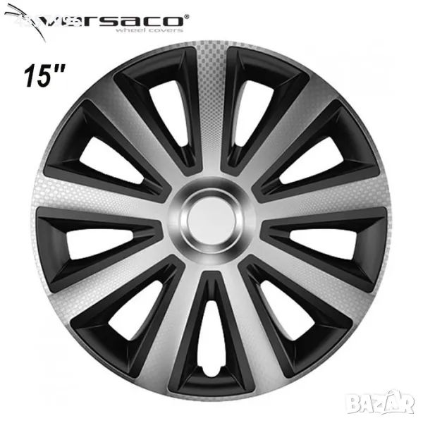 Тасове за джанти 15'' Versaco Carbon Aviator - Silver / Black, снимка 1