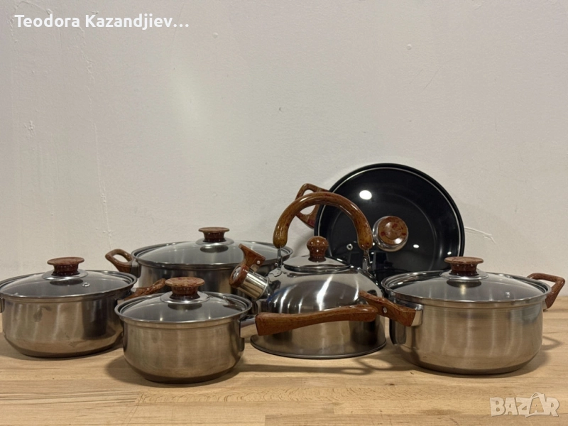 ❗ ПРОМОЦИЯ ❗Комплект тенджери + подарък кухненски прибори розов, черен или зелен цвят, снимка 1