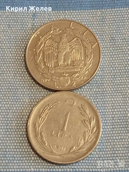 Две монети 2 лири 1940г. Италия  1 лира 1961г. Турция за КОЛЕКЦИЯ ДЕКОРАЦИЯ 26322, снимка 1
