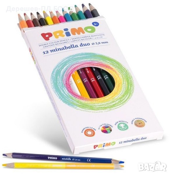 Цветни моливи Primo Minabella Duo - 12 броя, 24 цвята, снимка 1