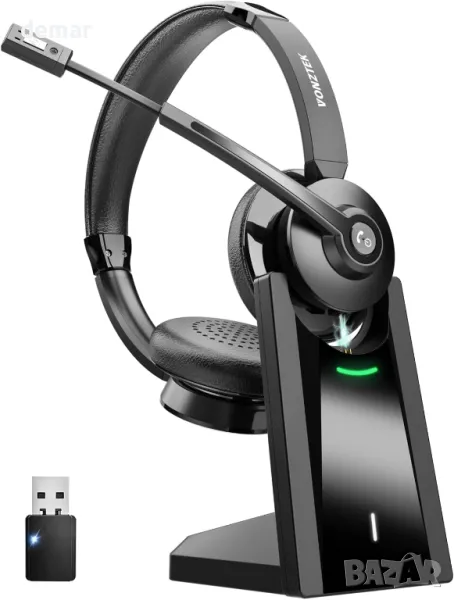 Безжични слушалки Vonztek с микрофон, Bluetooth слушалки с шумопотискане и USB донгъл, снимка 1