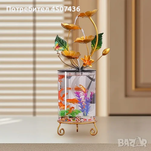 2025 Комплект USB захранван декоративен фонтан с аквариум , снимка 1