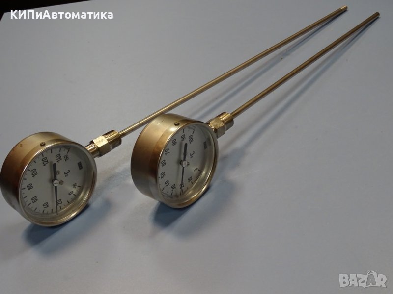 биметален термометър Wika thermometer ф100mm, 0/+100°C, -10/+150°C, L-400-500mm, снимка 1