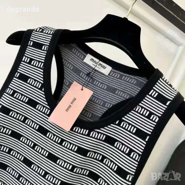 Дамска мини рокля от вискоза с жакардово лого Miu Miu, снимка 1