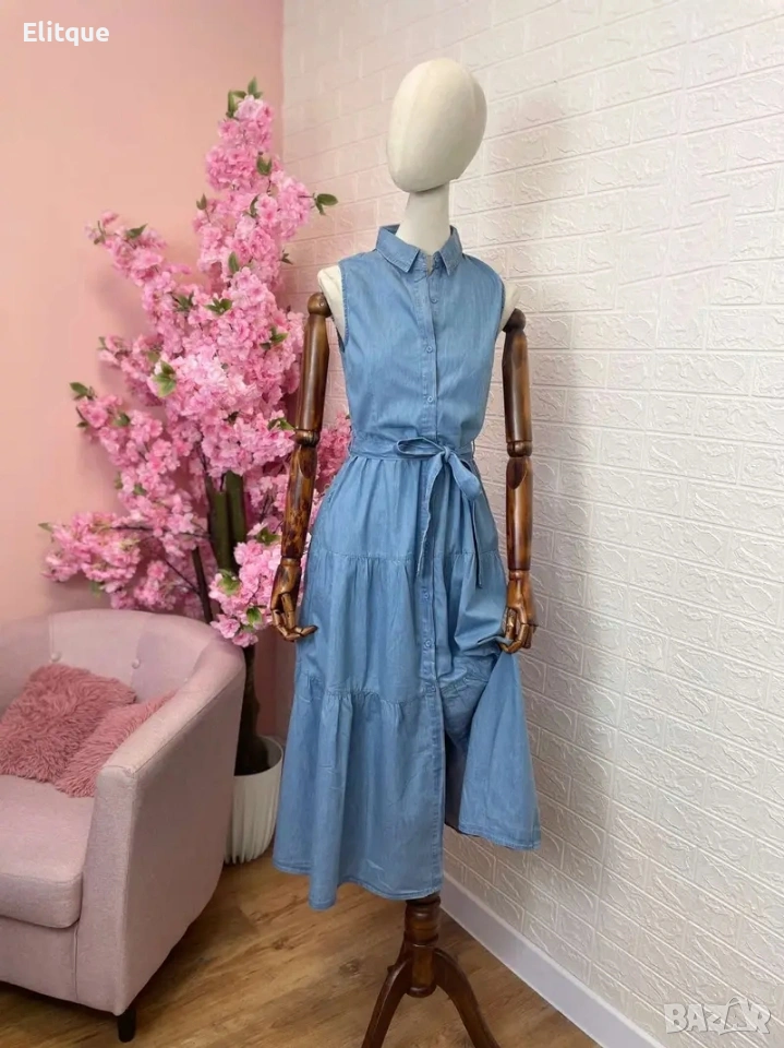 дълга рокля Деним с копчета , снимка 1