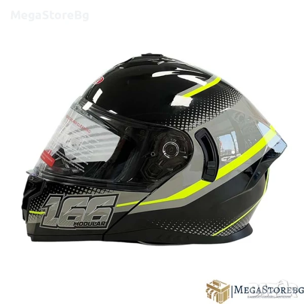 Модуларна Каска 166 - Размер S, M, L, XL - Черно/Неон, снимка 1
