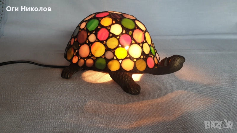 Многоцветна настолна лампа костенурка тип  "Тифани" , снимка 1