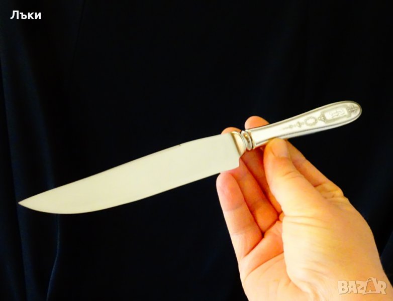 Английски посребрен нож орнаменти,маркиран. , снимка 1