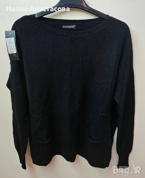 ЧЕРНА БЛУЗА ВЪЛНА , снимка 1