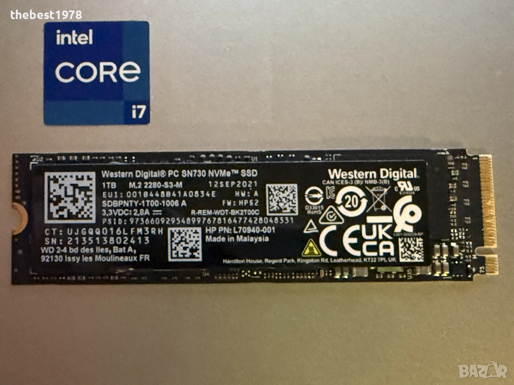 1TB 1000GB SSD NVMe Gen 3x4/100% Здраве WD Black SN730, снимка 1