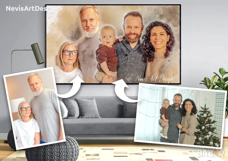 Съединяване на няколко снимки в общ дигитален акварелен портрет, снимка 1