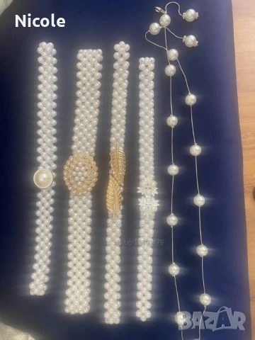 Перлени колани със сребърна и златна тока, снимка 3 - Колани - 50861176