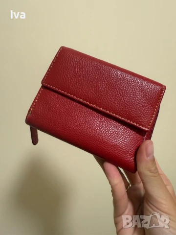 Червено портмоне естествена кожа