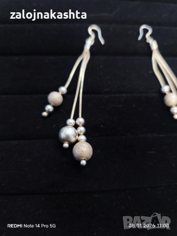 Сребърни Обеци 11,45гр, снимка 3 - Обеци - 53029694