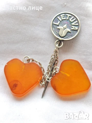 Латвийска Соц СССР Брошка Мелхиор с Кехлибари 1970те г Отлично състояние.