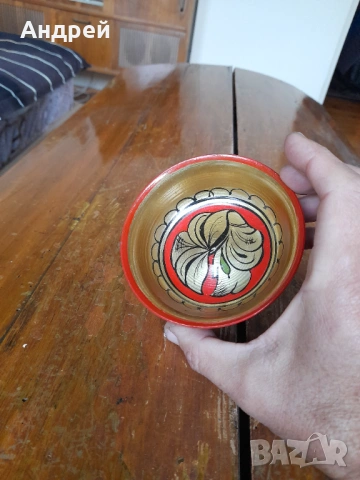 Стара дървена паница,хохлома #11, снимка 4 - Други ценни предмети - 53076872