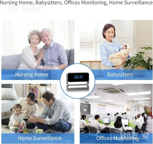 Настолен часовник iUni CP27, 1080P, Wi-Fi, P2P, Съвместим Android / iOS, Сензор за движени, снимка 3 - Камери - 48776979