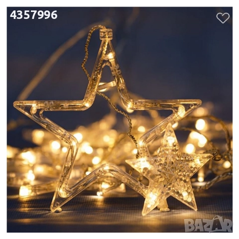 Декоративна коледна LED завеса, Звезди, 107 крушки , снимка 2 - Декорация за дома - 52380685