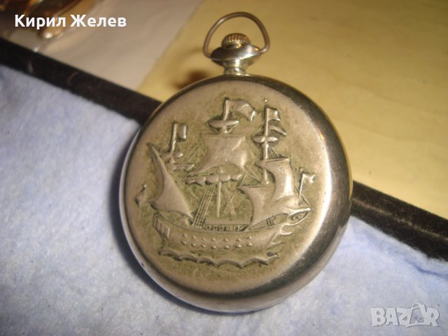 МОЛНИЯ с ПЛАТНОХОД КОРАБЧЕ Стар РУСКИ МЕХАНИЧЕН ДЖОБЕН ЧАСОВНИК СДЕЛАНО в СССР РАБОТЕЩ 28164, снимка 2 - Джобни - 37349367