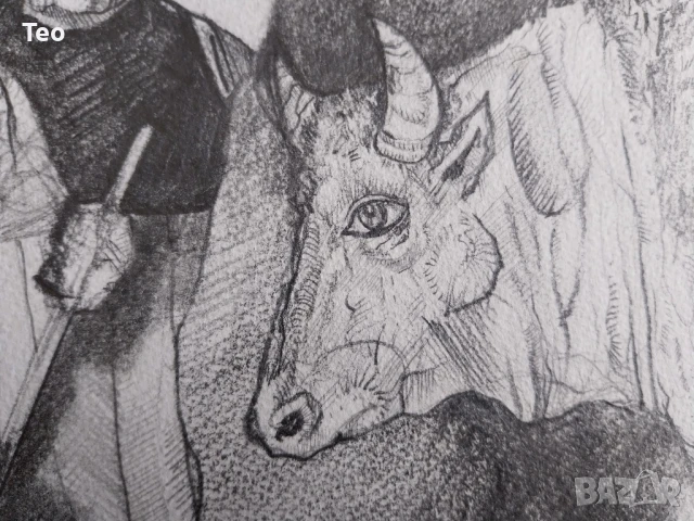 Прекрасна рисунка 38/55 см., снимка 4 - Антикварни и старинни предмети - 51054962