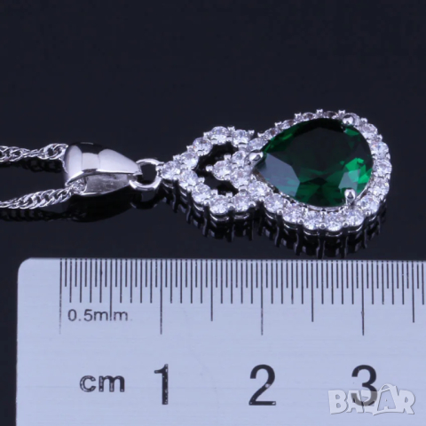 Сребърен комплект със смарагди, снимка 9 - Бижутерийни комплекти - 44886066